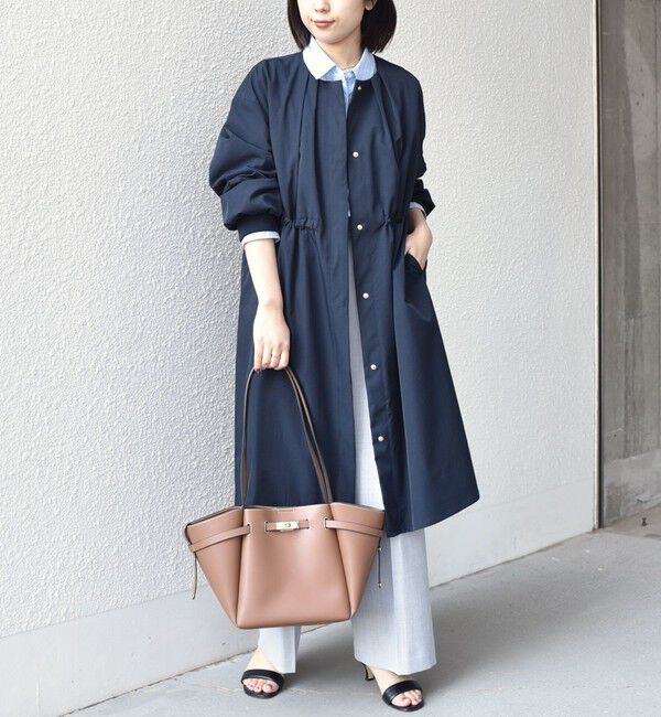 SHIPS Colors 「SHIPS Colors:〈手洗い可能〉ツイル ノーカラー タック コート◇」|ノーカラーコート|