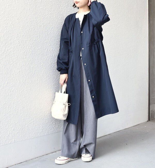 SHIPS Colors 「SHIPS Colors:〈手洗い可能〉ツイル ノーカラー タック コート◇」|ノーカラーコート|