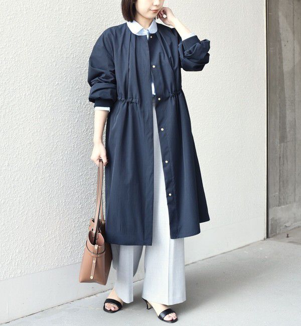 SHIPS Colors 「SHIPS Colors:〈手洗い可能〉ツイル ノーカラー タック コート◇」|ノーカラーコート|