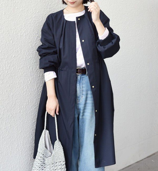 SHIPS Colors 「SHIPS Colors:〈手洗い可能〉ツイル ノーカラー タック コート◇」|ノーカラーコート|