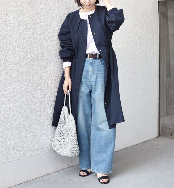 SHIPS Colors 「SHIPS Colors:〈手洗い可能〉ツイル ノーカラー タック コート◇」|ノーカラーコート|