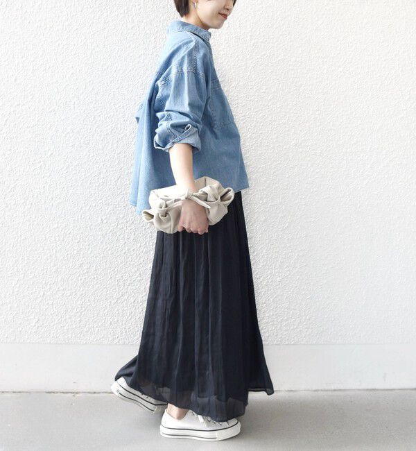 SHIPS for women「《予約》〈手洗い可能〉シアー メッシュ ギャザー スカート」|スカート|