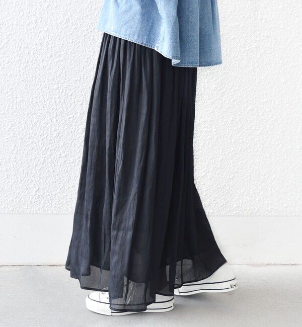 SHIPS for women「《予約》〈手洗い可能〉シアー メッシュ ギャザー スカート」|スカート|