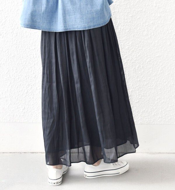 SHIPS for women「《予約》〈手洗い可能〉シアー メッシュ ギャザー スカート」|スカート|