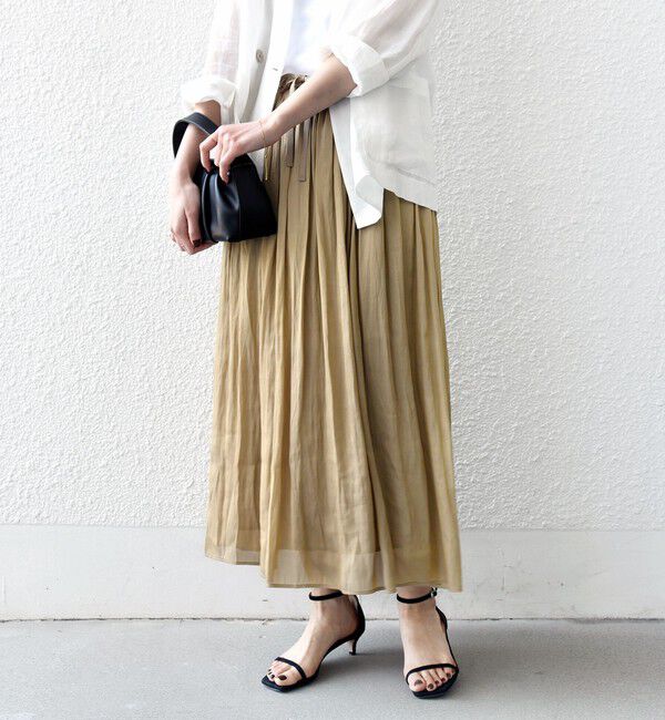 SHIPS for women「《予約》〈手洗い可能〉シアー メッシュ ギャザー スカート」|スカート|