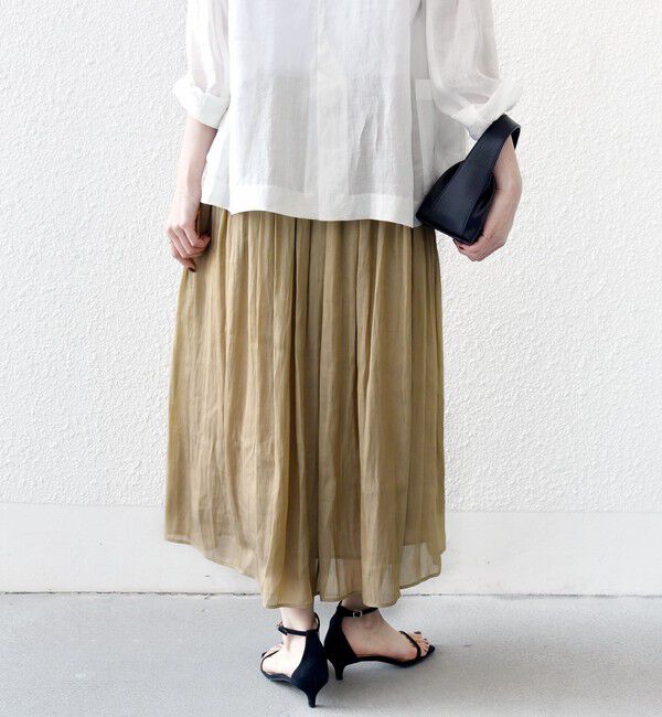 SHIPS for women「《予約》〈手洗い可能〉シアー メッシュ ギャザー スカート」|スカート|