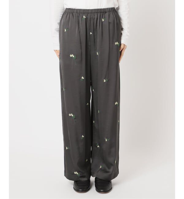 OUTDOOR PRODUCTS Usual Things「フラワーエンブロイダリーサテンイージーパンツ」|スラックス|