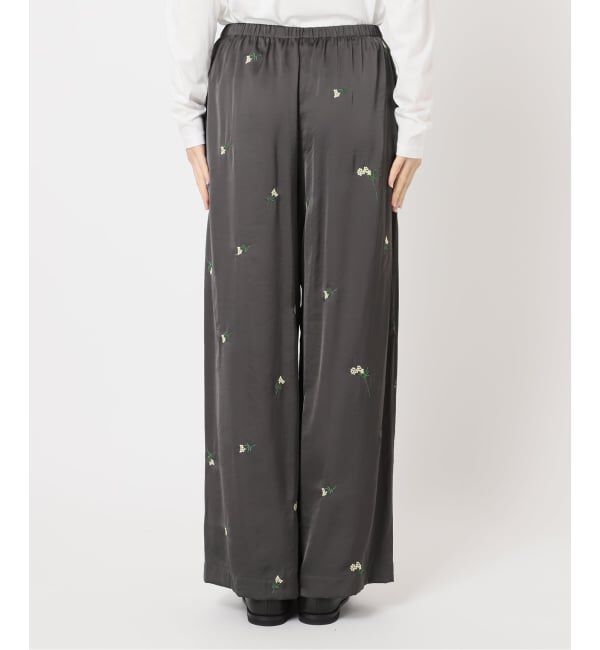 OUTDOOR PRODUCTS Usual Things「フラワーエンブロイダリーサテンイージーパンツ」|スラックス|