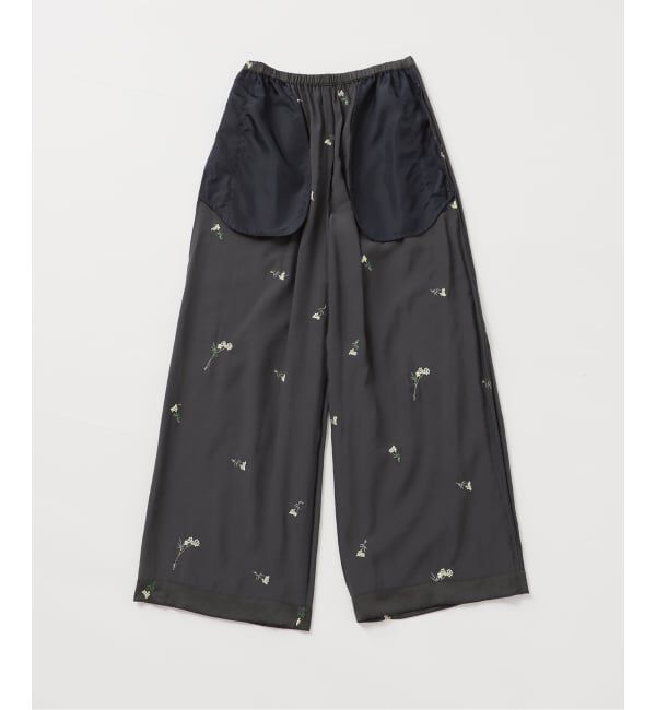 OUTDOOR PRODUCTS Usual Things「フラワーエンブロイダリーサテンイージーパンツ」|スラックス|