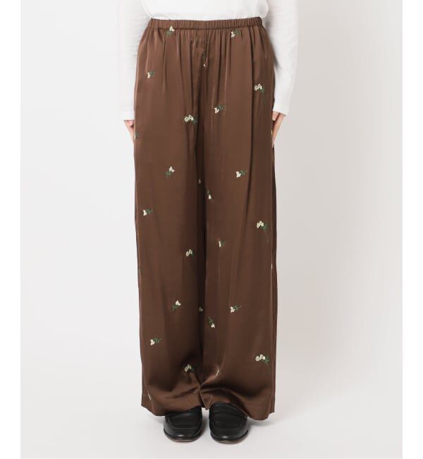 OUTDOOR PRODUCTS Usual Things「フラワーエンブロイダリーサテンイージーパンツ」|スラックス|