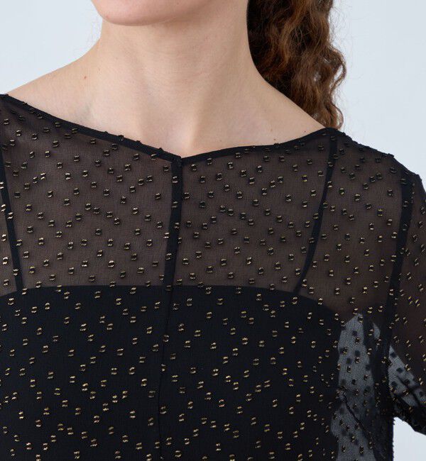 Ballsey「フォイルカットジャカード Vボートネックブラウス」|シャツ・ブラウス|