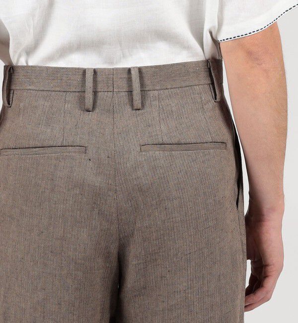 TOMORROWLAND MENS「リネン ヘリンボーン 1プリーツテーパードスラックス」|スラックス|
