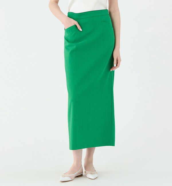 Ballsey「トリアセテートリネンストレッチ タイトロングスカート」|タイト|