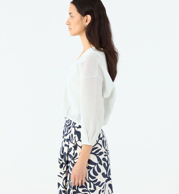 MACPHEE「コットンメッシュ Vネックカーディガン」|カーディガン|