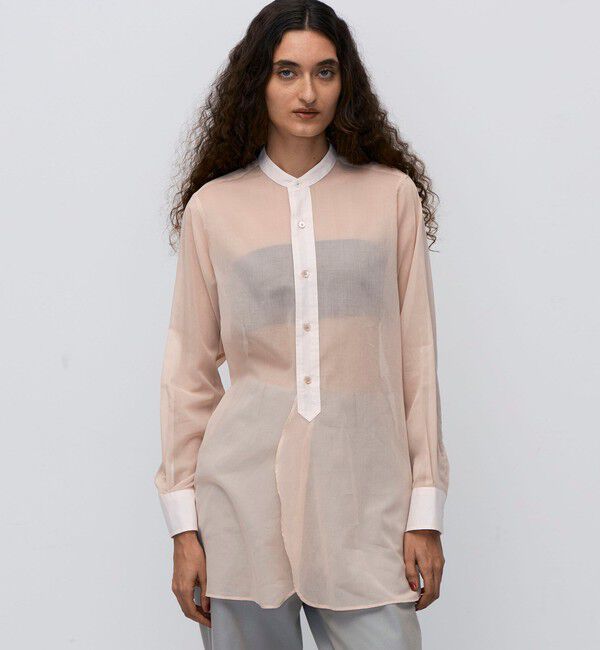 BACCA「コットンオーガンジー バンドカラーコンビシャツ」|シャツ・ブラウス|