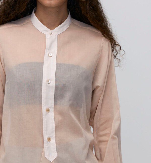 BACCA「コットンオーガンジー バンドカラーコンビシャツ」|シャツ・ブラウス|