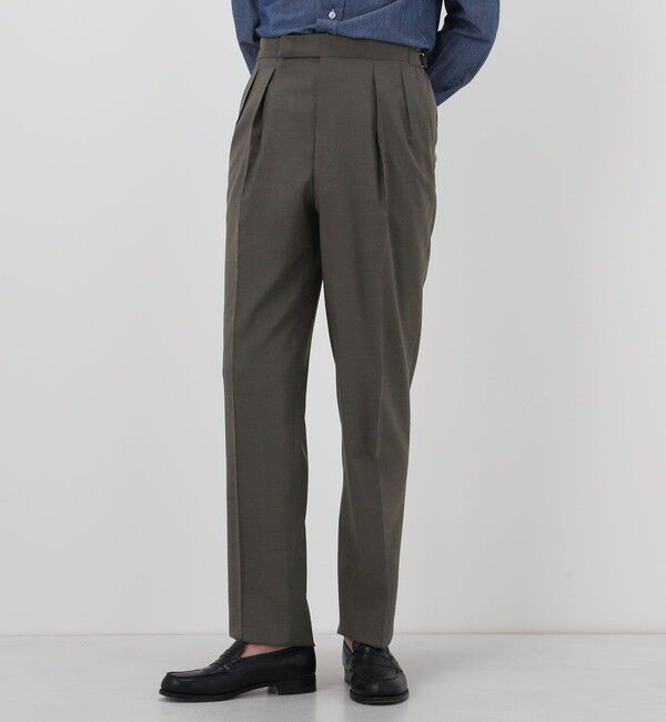 TOMORROWLAND MENS「ウールモヘヤ 2プリーツサイドアジャスタースラックス Ｖ.B.CANONICO」|スラックス|
