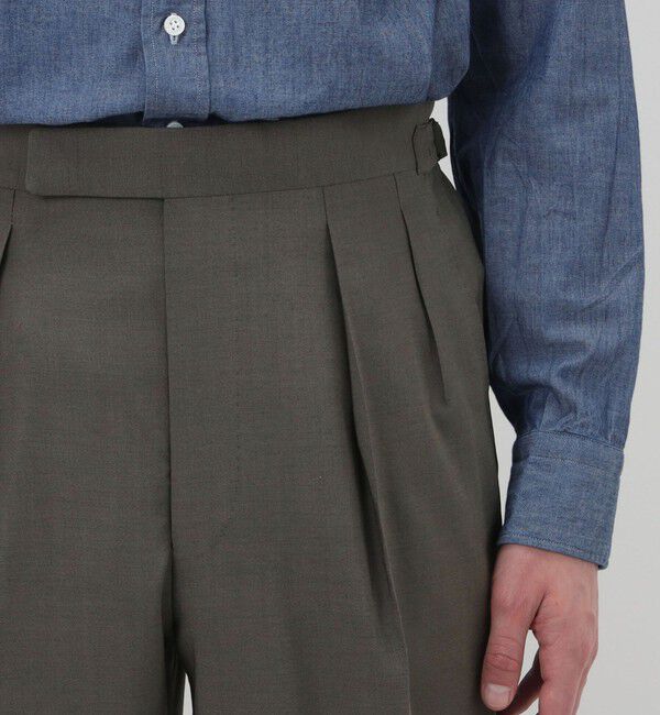 TOMORROWLAND MENS「ウールモヘヤ 2プリーツサイドアジャスタースラックス Ｖ.B.CANONICO」|スラックス|