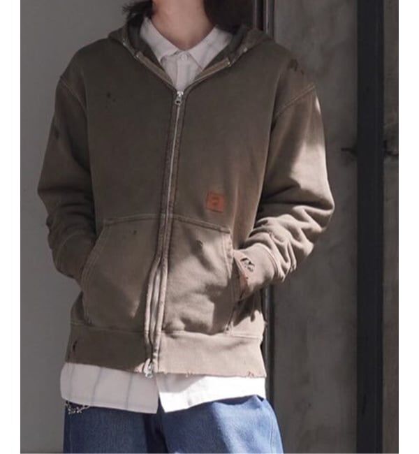 JOINT WORKS「JIEDA / ジエダ DAMAGE PATCH ZIP HOODIE」|パーカー|ブラウン