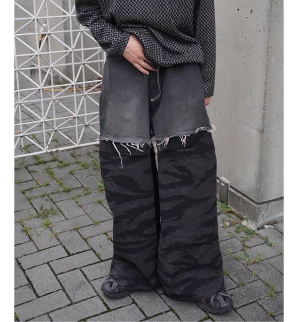 JOINT WORKS「DISCOVERED / ディスカバード LAYERED ARMY DENIM PANTS」|デニム|ブラック