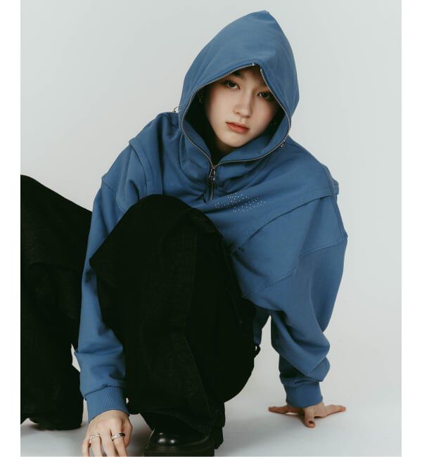 JOINT WORKS「Knuth Marf/クヌースマーフ pierced hooded sweatshirt」|パーカー|ブルー A