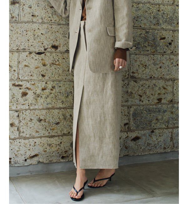 Plage「《予約》R&rsquo;IAM BALI 麻混ツイード スカート」|スカート|ベージュ