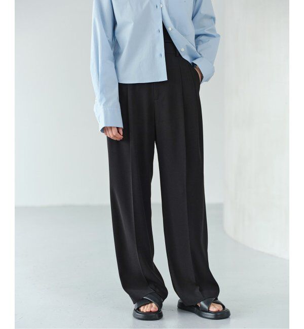 IENA「《追加2》TA/PL ジョーゼットタックワイドパンツ」|スラックス|