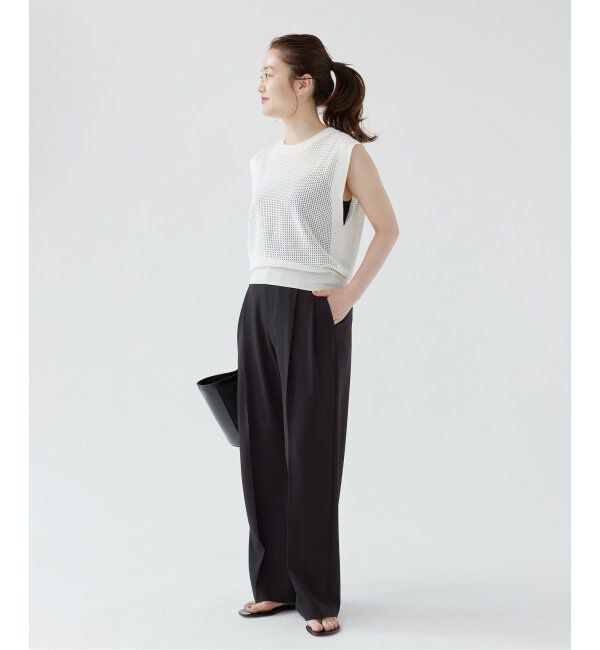 IENA「《追加2》TA/PL ジョーゼットタックワイドパンツ」|スラックス|
