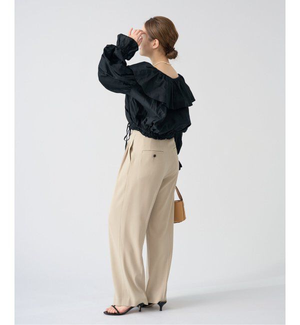 IENA「《追加2》TA/PL ジョーゼットタックワイドパンツ」|スラックス|