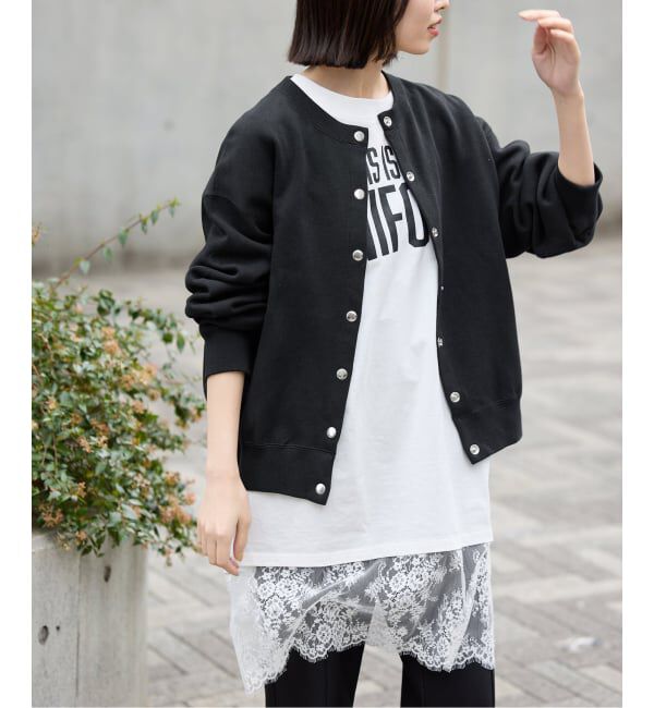 SLOBE IENA「《WEB限定/追加3》ダブルフェイスジャージースナップカーディガン」|カーディガン|ブラック