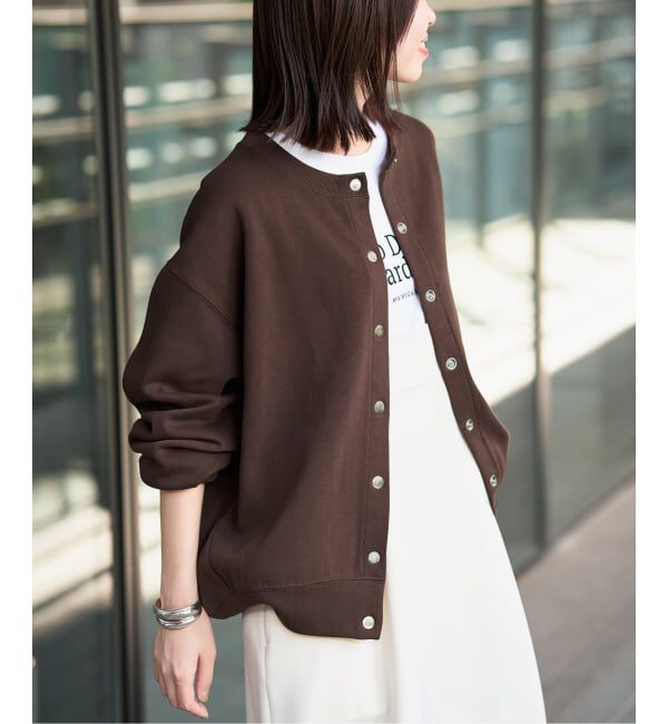 SLOBE IENA「《WEB限定/追加3》ダブルフェイスジャージースナップカーディガン」|カーディガン|