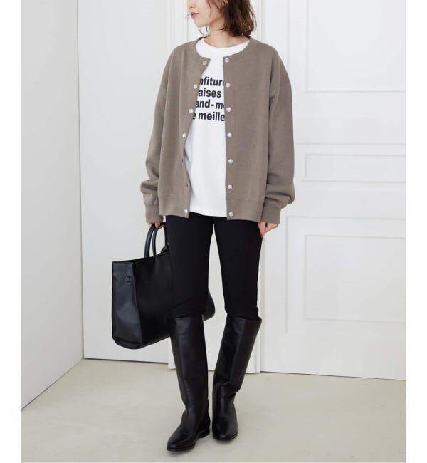 SLOBE IENA「《WEB限定/追加3》ダブルフェイスジャージースナップカーディガン」|カーディガン|