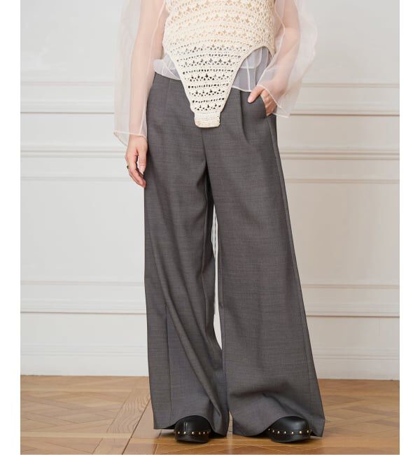 IENA LA BOUCLE「IENA LA BOUCLE サイロウーステッドツイルタックパンツ」|スラックス|グレーB