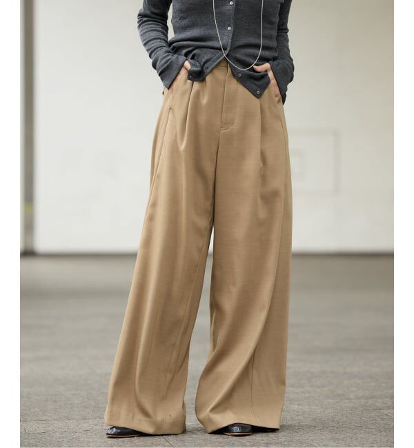 IENA LA BOUCLE「IENA LA BOUCLE サイロウーステッドツイルタックパンツ」|スラックス|