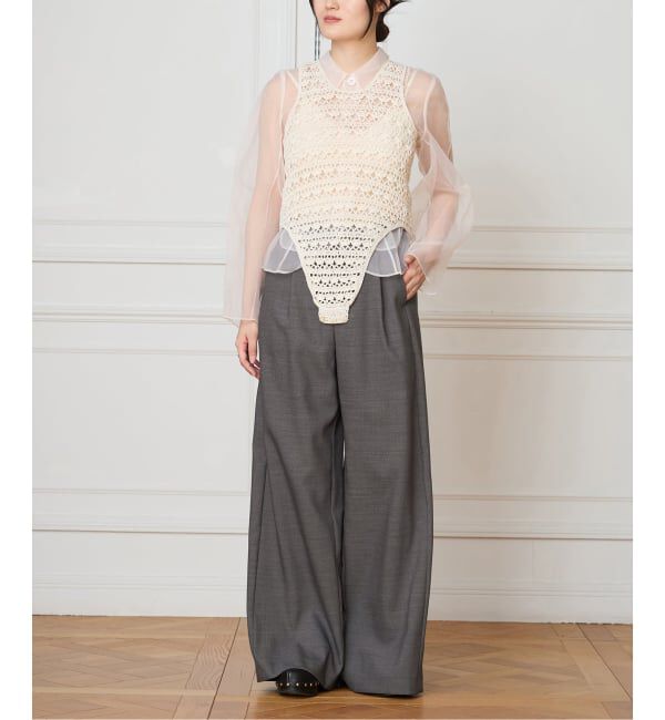 IENA LA BOUCLE「IENA LA BOUCLE サイロウーステッドツイルタックパンツ」|スラックス|