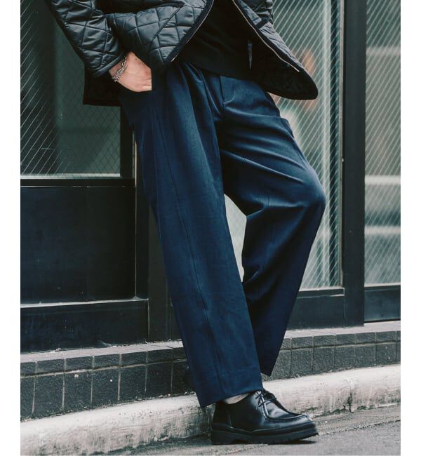 417 EDIFICE「&rdquo;4WAYストレッチ&rdquo;  オーセンティック２タックパンツ」|スラックス|ネイビー