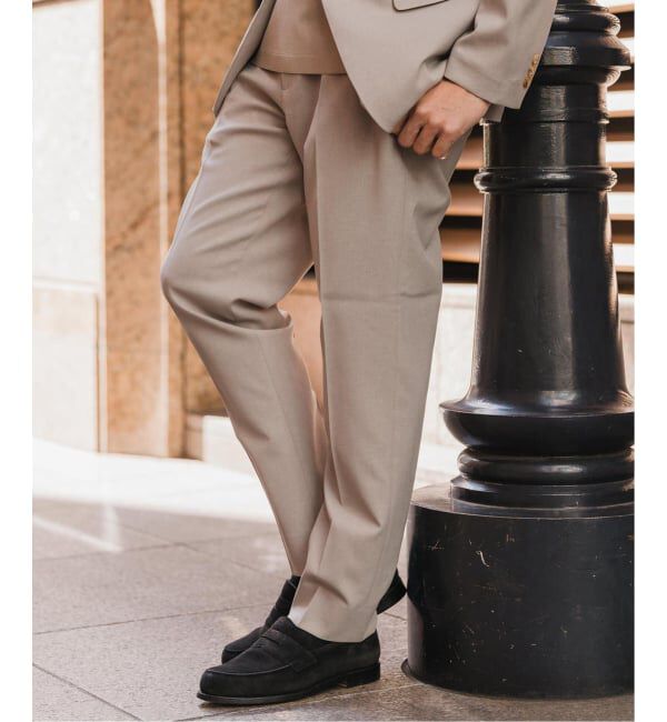 EDIFICE「《予約》"抗菌防臭＆シワ防止機能" ワルツ ツイル テーパードパンツ」|スラックス|ベージュ