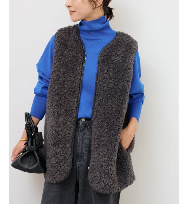 JOURNAL STANDARD relume「《WEB限定追加》シープフェイクファージップベスト」|ダウンベスト・ベスト|グレー