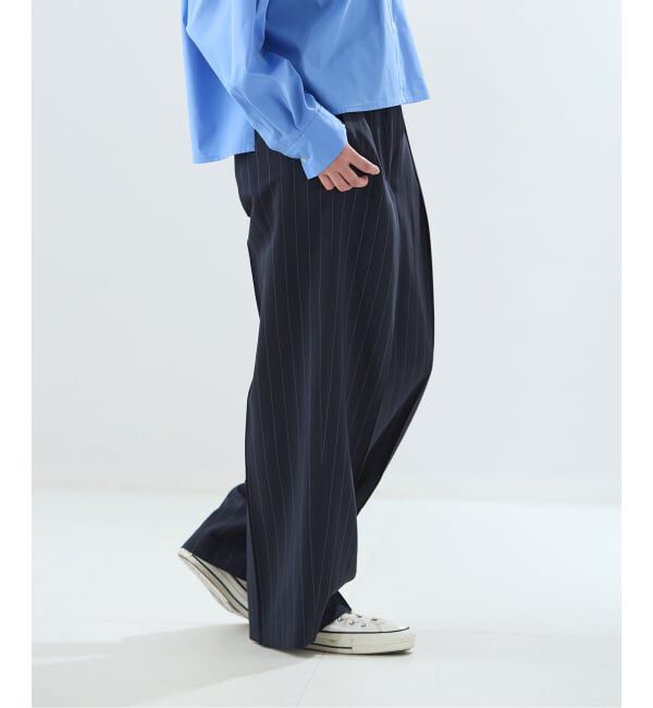 journal standard L'essage「NALYAストライプ/Doeskinワイドパンツ」|スラックス|