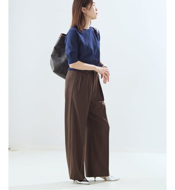 journal standard L'essage「NALYAストライプ/Doeskinワイドパンツ」|スラックス|