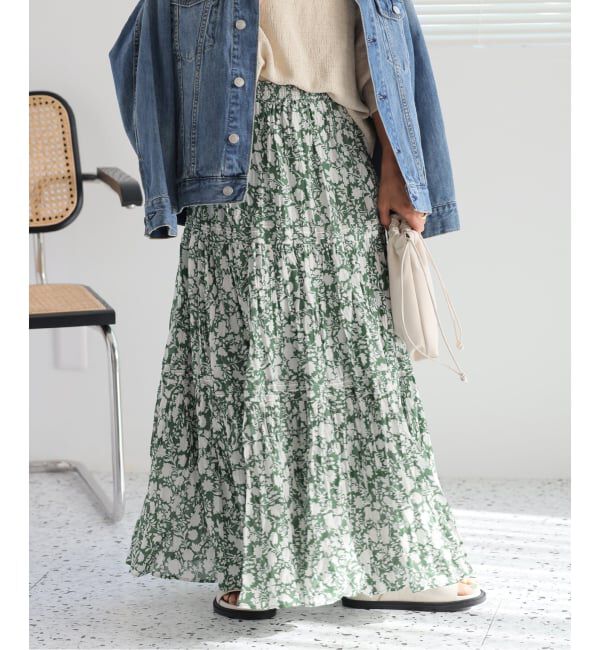 JOURNAL STANDARD relume「《WEB限定追加 / 新色》コットンボイルクリンクルティアードスカート（柄）」|スカート|