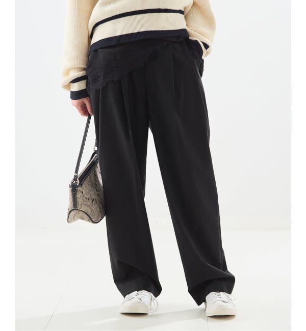 journal standard L'essage「《予約》無地/ストライプテーパードパンツ」|スラックス|ブラック