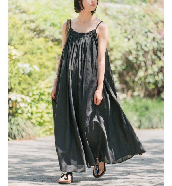 Spick and Span「HYU ギャザーワンピース」|ワンピース|ブラック