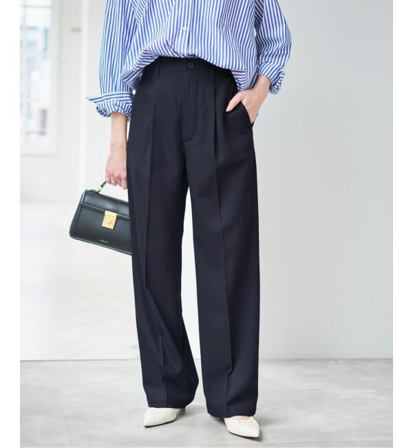 Spick and Span「ドレープチノ1タックストレートパンツ」|チノ|