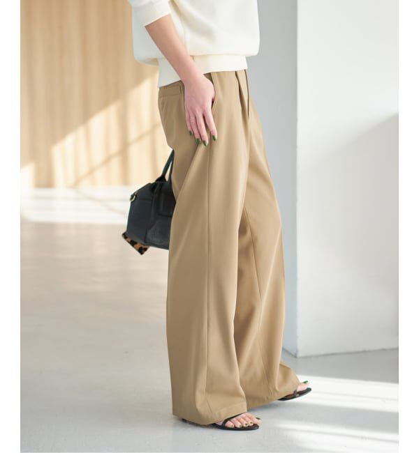 Spick and Span「ドレープチノ1タックストレートパンツ」|チノ|