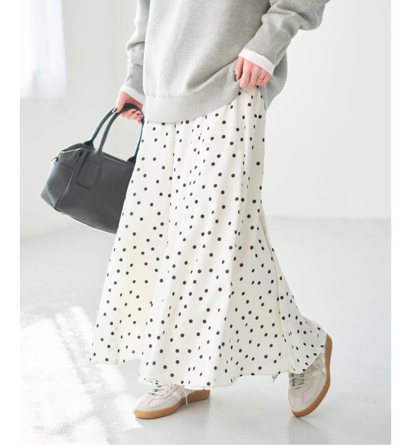 Spick and Span「ドットサテンフレアスカート」|スカート|ホワイトベース