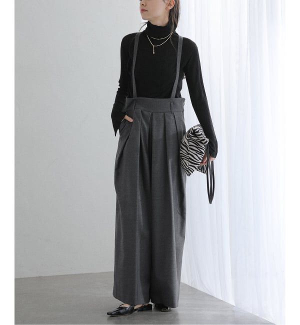  「【洗える】MARECHAL TERRE/マルシャルテル サスペンダーパンツ」|スラックス|グレー