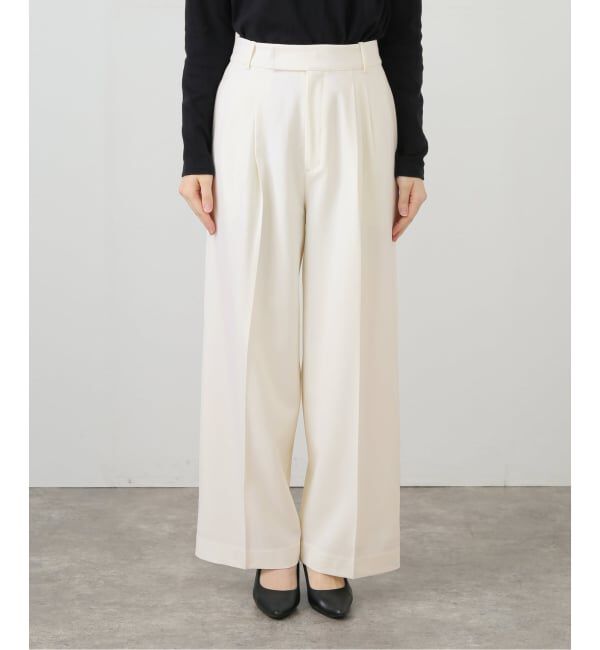  「【洗える】タックワイドパンツ」|スラックス|