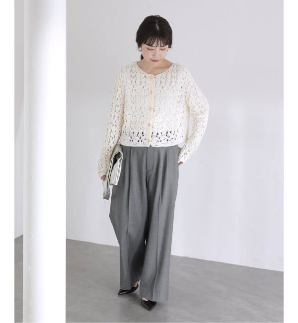  「【洗える】タックワイドパンツ」|スラックス|