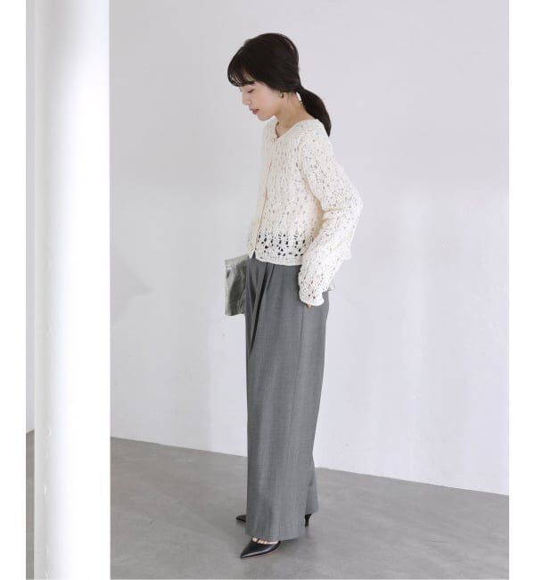  「【洗える】タックワイドパンツ」|スラックス|